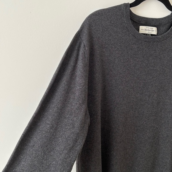 Hawker Rye Cotton & Cashmere Charcoal Gray Crewneck Sweater - Picture 7 of 16